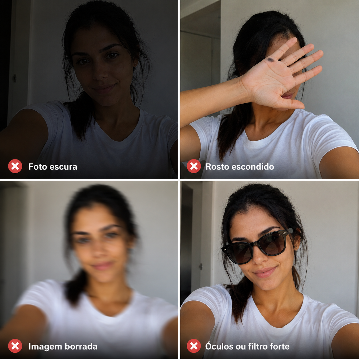 Exemplos de fotos ruins para gerar vídeo